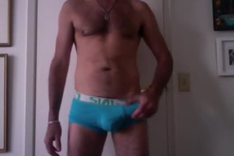 enormous Boner Blue underclothing Jerkin