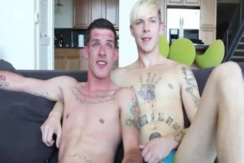 Two homosexual Male With Tattoos suck And hammer Each Other