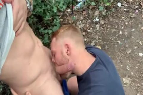 Two Brit boyz Have Sex In Woods Third dude Joins In