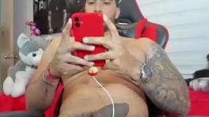 horny Latino Hunk With Tattoos Strokes His massive darksome 10-Pounder