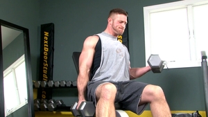 Next Door Male: Meaty Cock Erupts from Paul's Gym Shorts